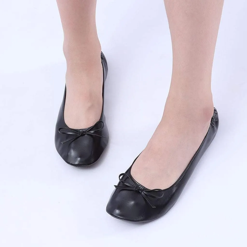 Adult Leather Ballet Shoes for Women Portable Foldable Dance Flats Shoes Women's Ballerina Slippers Casual Shoes