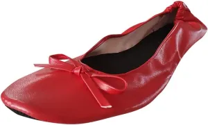 Adult Leather Ballet Shoes for Women Portable Foldable Dance Flats Shoes Women's Ballerina Slippers Casual Shoes