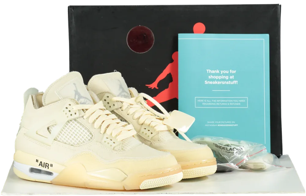 Air Jordan CV9388 Off-White Sail/Muslin 4 Retro SP Trainers UK 7 