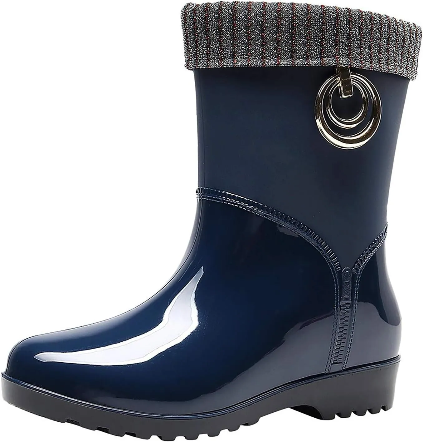 AMDBEL Ankle Rain Boots for Women Waterproof, Rain Boots Women Wide Calf, Women Rain Boots Black Waterproof Mid Calf Lightweight Cute Booties Fashion Out Work Comfortable Garden Shoes