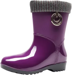 AMDBEL Ankle Rain Boots for Women Waterproof, Rain Boots Women Wide Calf, Women Rain Boots Black Waterproof Mid Calf Lightweight Cute Booties Fashion Out Work Comfortable Garden Shoes