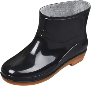 AMDBEL Ankle Rain Boots for Women Wide Feet, Short Rain Boots for Women Waterproof Garden Shoes Anti-Slipping Chelsea Rainboots for Ladies Comfortable Insoles Stylish Light Ankle Rain Shoes