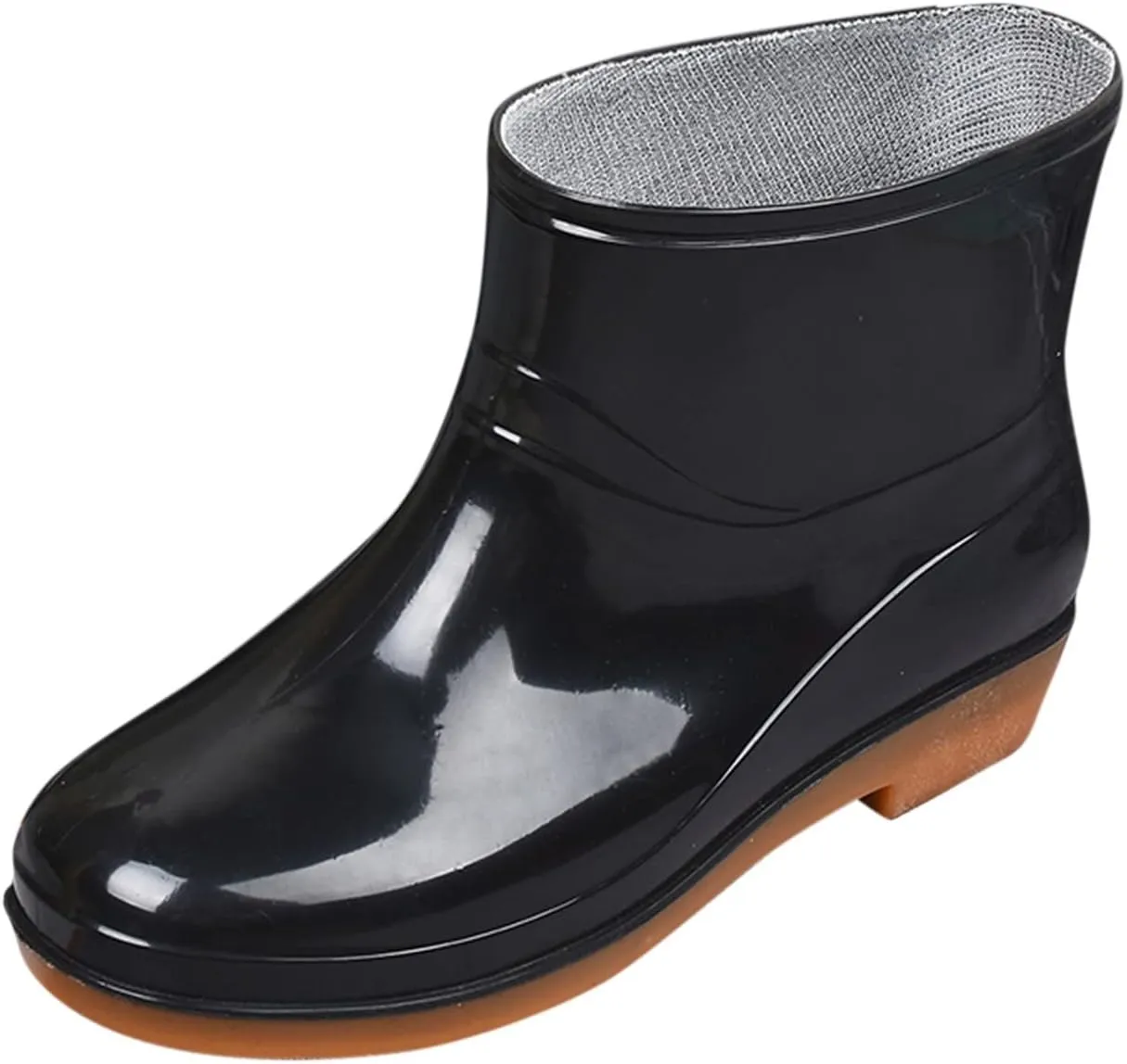 AMDBEL Ankle Rain Boots for Women Wide Feet, Short Rain Boots for Women Waterproof Garden Shoes Anti-Slipping Chelsea Rainboots for Ladies Comfortable Insoles Stylish Light Ankle Rain Shoes