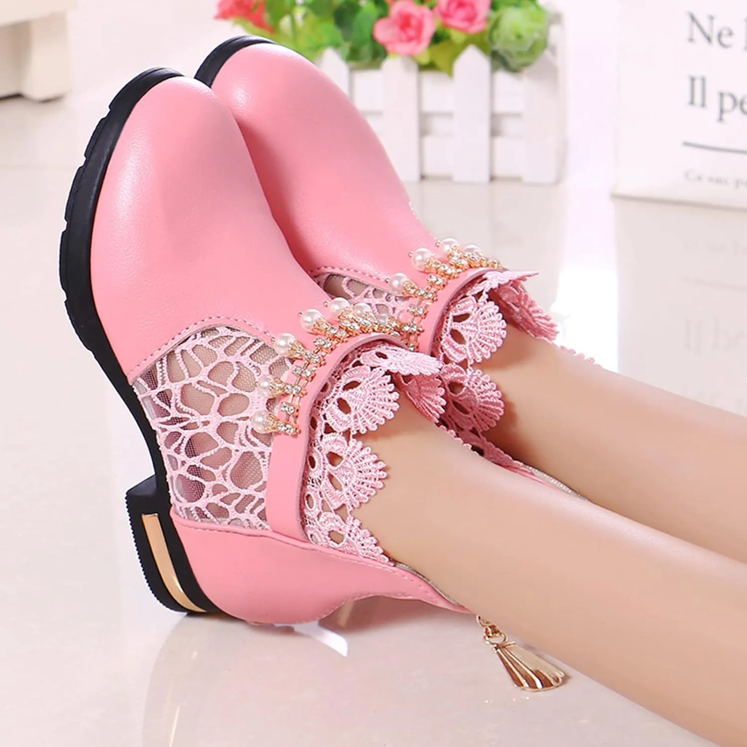 Ankle Boots for Girls Chunky Low Heel Short Short Booties Zip Back Slip On Dress Boot Shoes for Little Kid/Big Kid