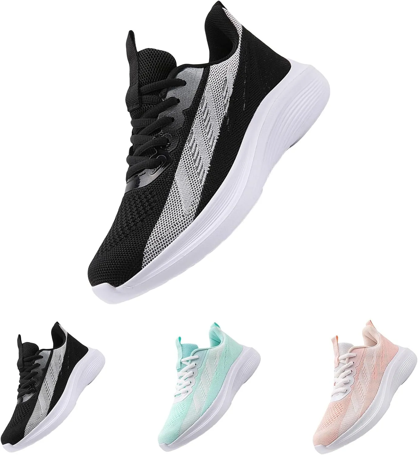 Athletic Shoes Women Fashion Lace Up Comfortable Soft Sole Sneakers Summer Lightweight Breathable Mesh Workout Shoes