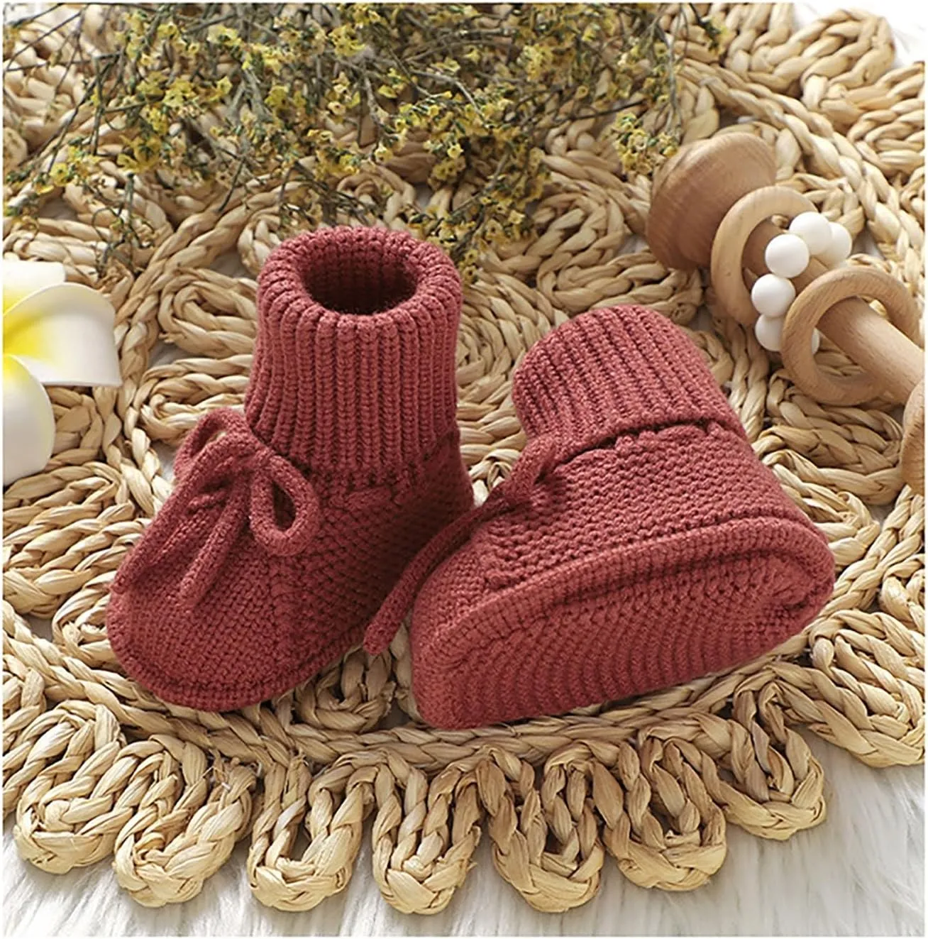 Baby Booties Newborn Sock Shoes Hand Knitting Crochet Infant Boy Girl Cozy Shoes Indoor Breathable Walking Shoes