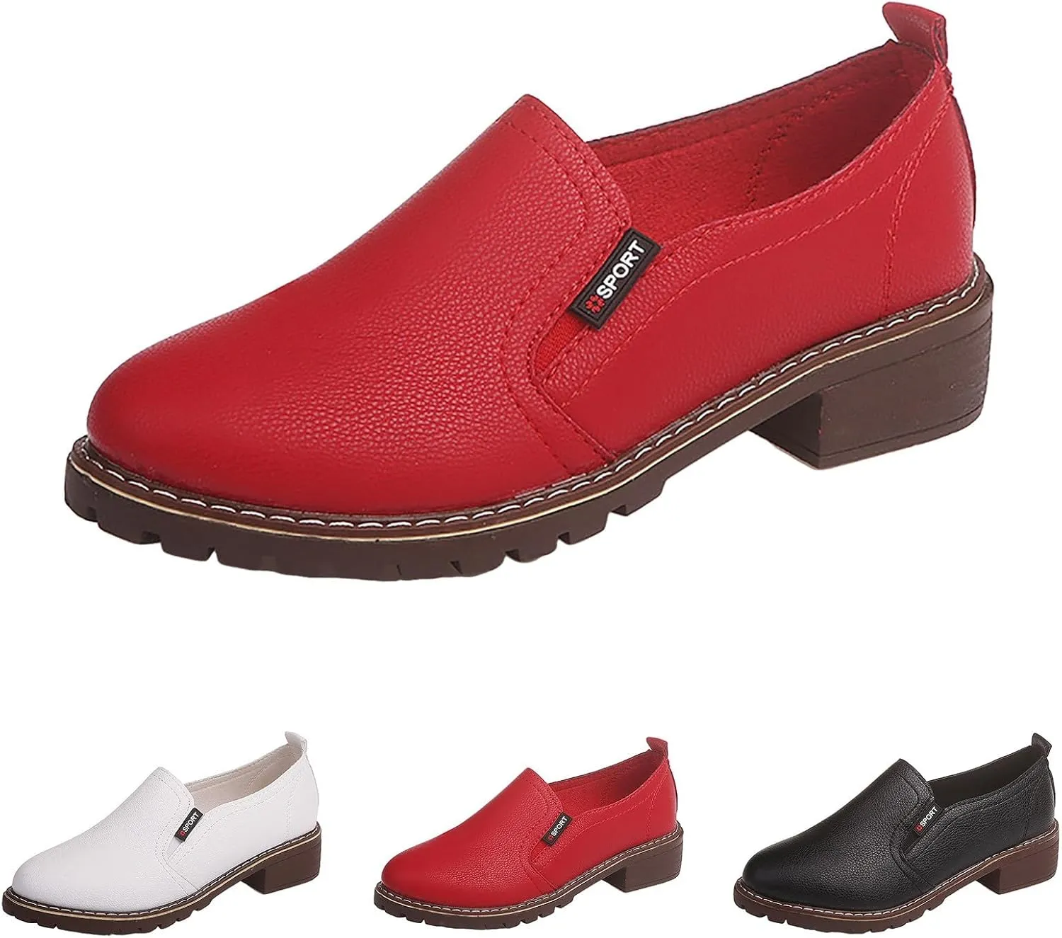 Boots for Women Round Toe Block Heel Comfortable Ankle Boots Lug Sole Waterproof Platform Retro Trendy Booties