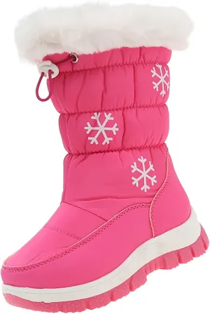 Boys Girls Mid Calf Snow Boots Warm Cozy Anti-Slip Faux Fr ining Insulated Shoes for Little/Big Kids Outdoor