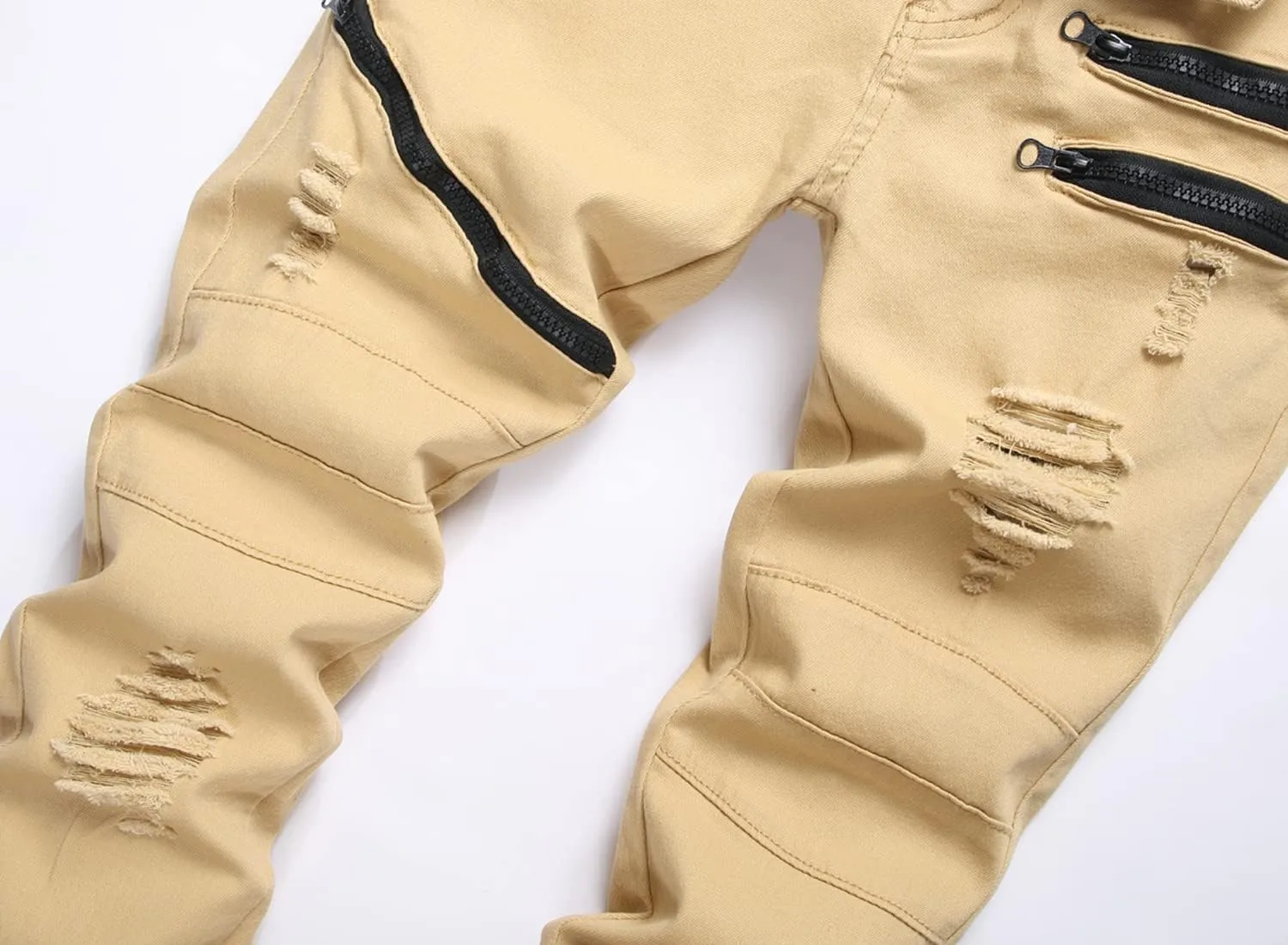 Boy's Stylish Moto Biker Ripped Distressed Skinny Fit Stretch Fashion Denim Jeans