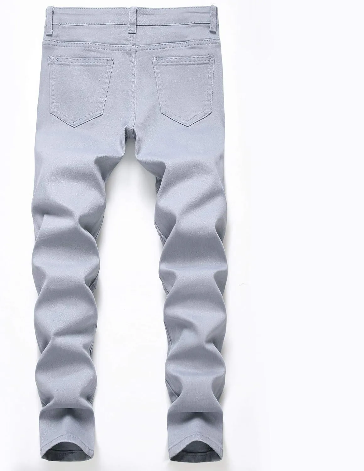 Boy's Stylish Moto Biker Skinny Ripped Wrinkled Stretch Fit Denim Jeans