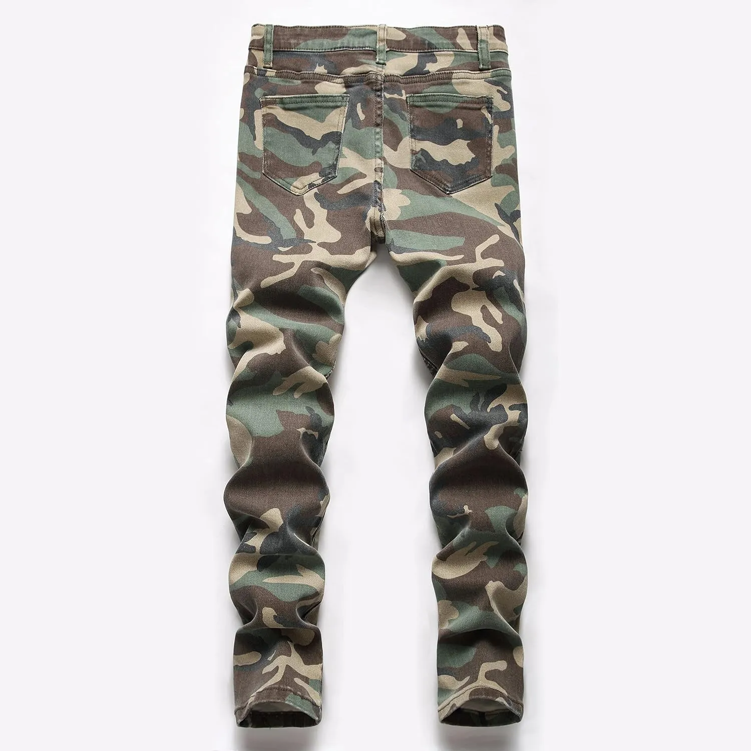 Boy's Stylish Moto Biker Skinny Ripped Wrinkled Stretch Fit Denim Jeans