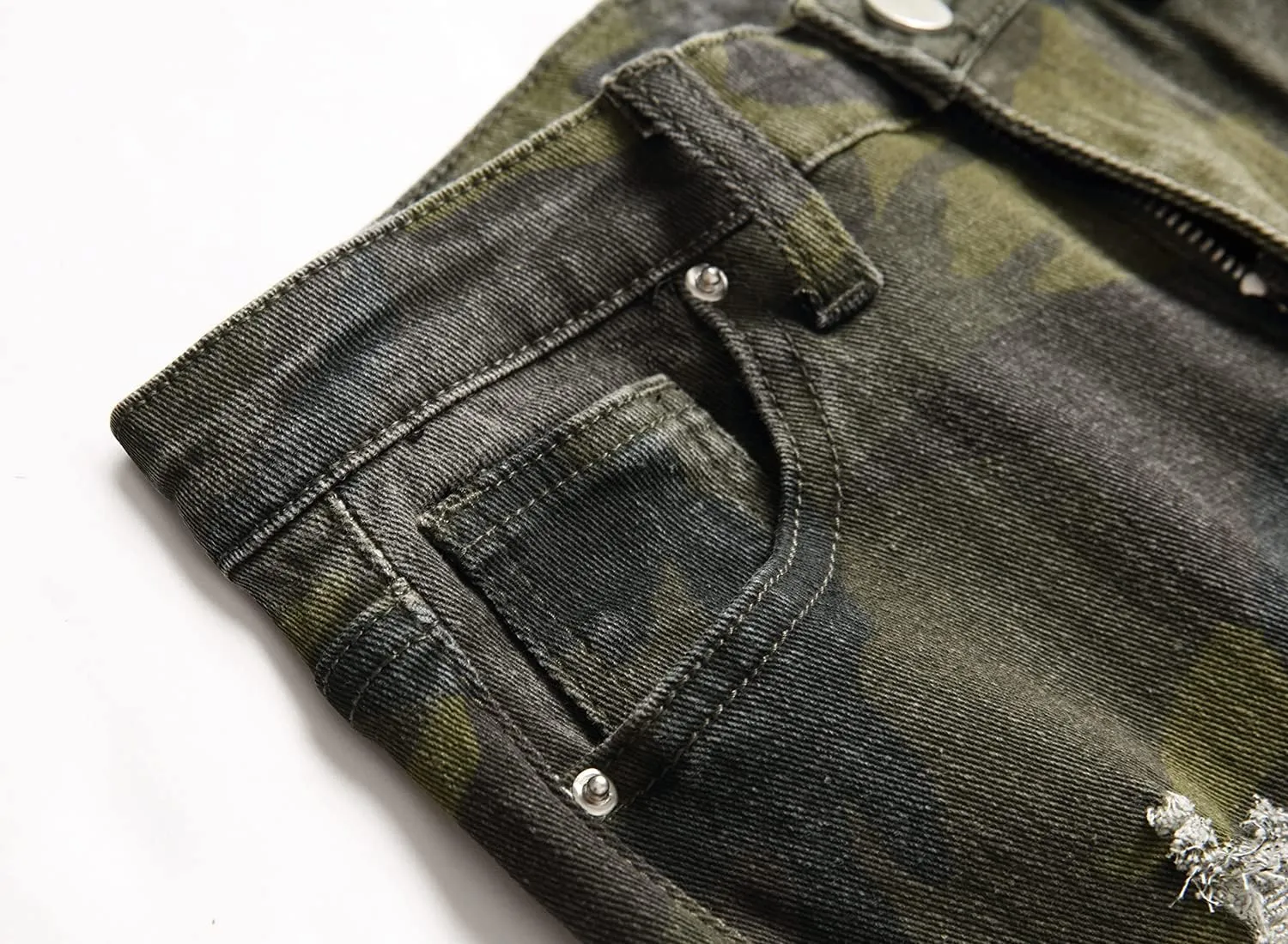Boy's Stylish Moto Biker Skinny Ripped Wrinkled Stretch Fit Denim Jeans