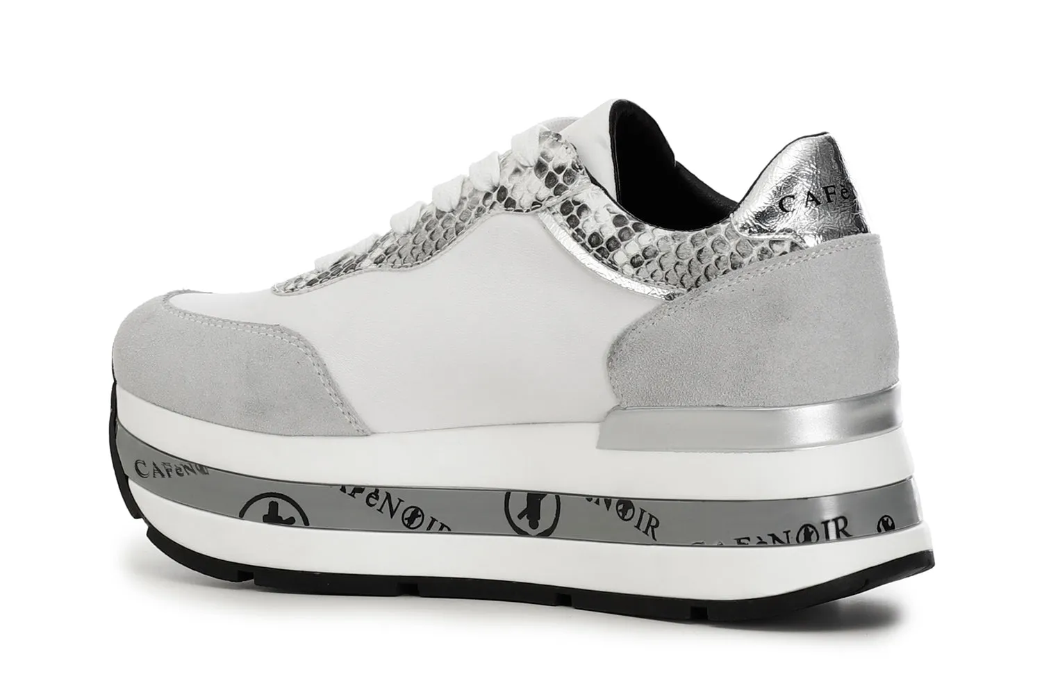CafèNoir donna sneakers in pelle su zeppa con stella