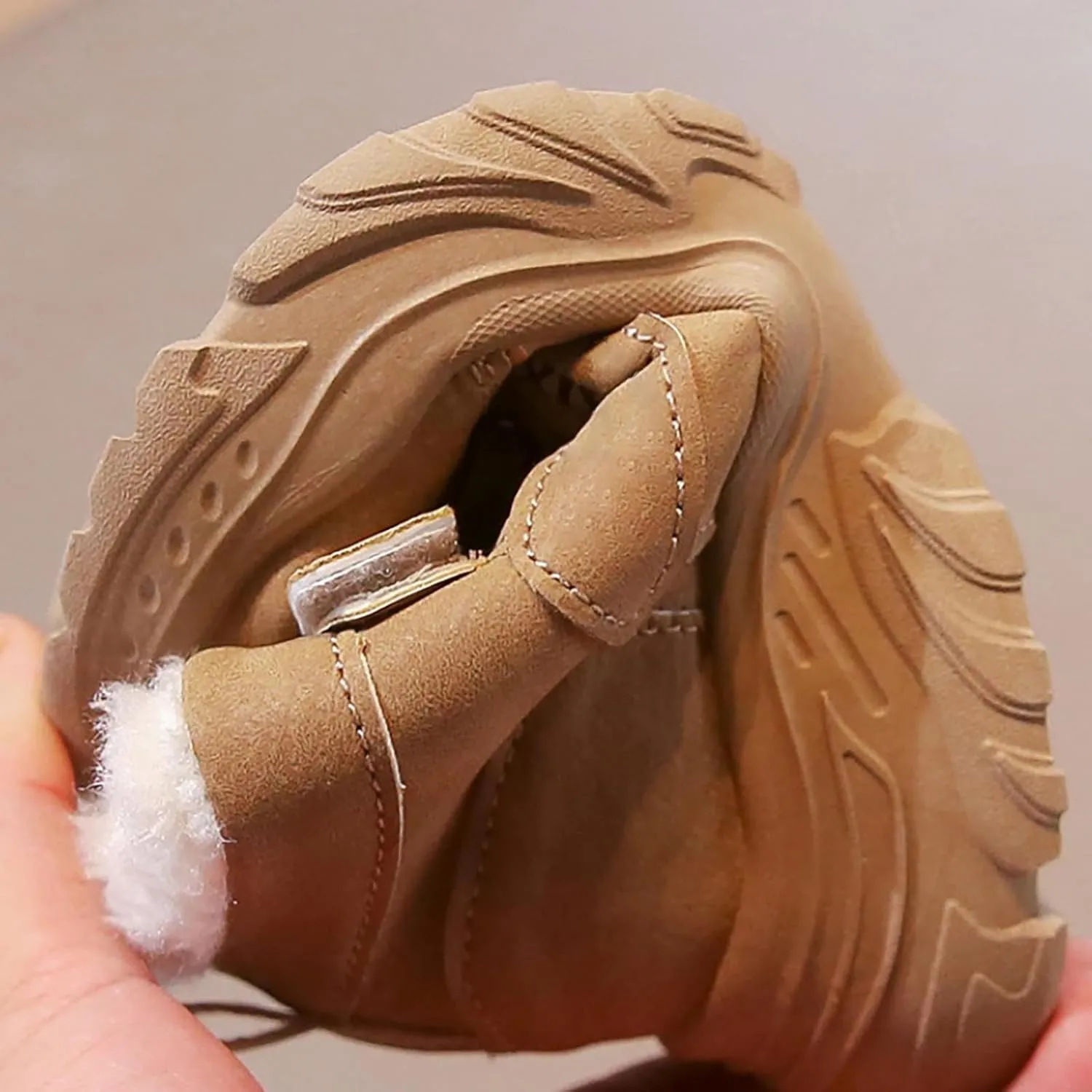 Childrens Chunky Sole Slip On Short Boots Kids Girls Boys Fuzzy Lined Warm Booties Toddler Winter Cozy Outdoor Shoes