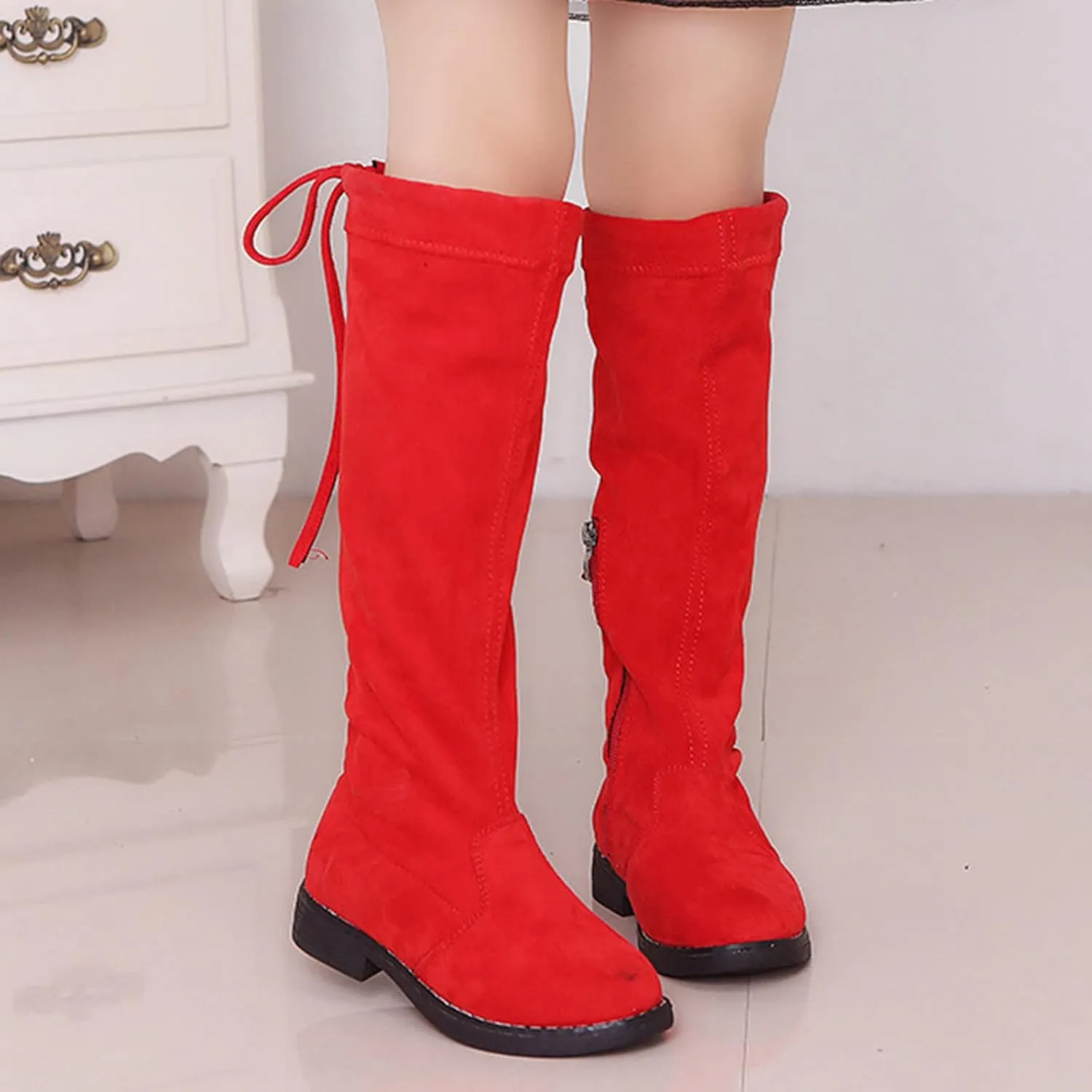 Childrens Long Boots Kids Girls Boys Breathable Insulated Cute Boots Baby Boys Zipper Slip On Cozy Snowboots