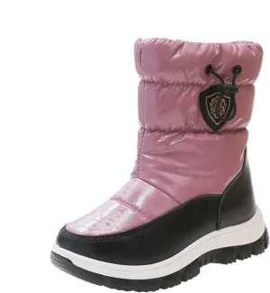 Childrens Thick Snow Boots Chunky Sole Non Slip Ski Booties Outdoor Cozy Warm aterproof Cotton Fleece Lined Shoes