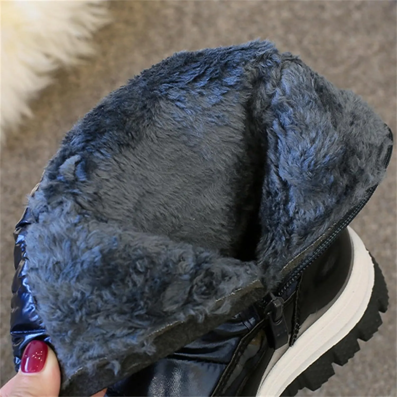 Childrens Thick Snow Boots Chunky Sole Non Slip Ski Booties Outdoor Cozy Warm aterproof Cotton Fleece Lined Shoes