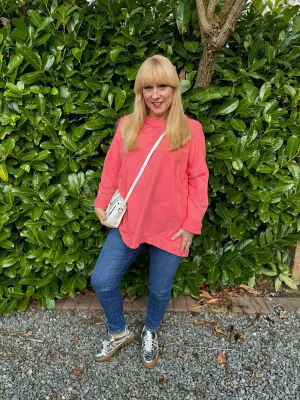 Coral Bow Detail Sweat Top Janey