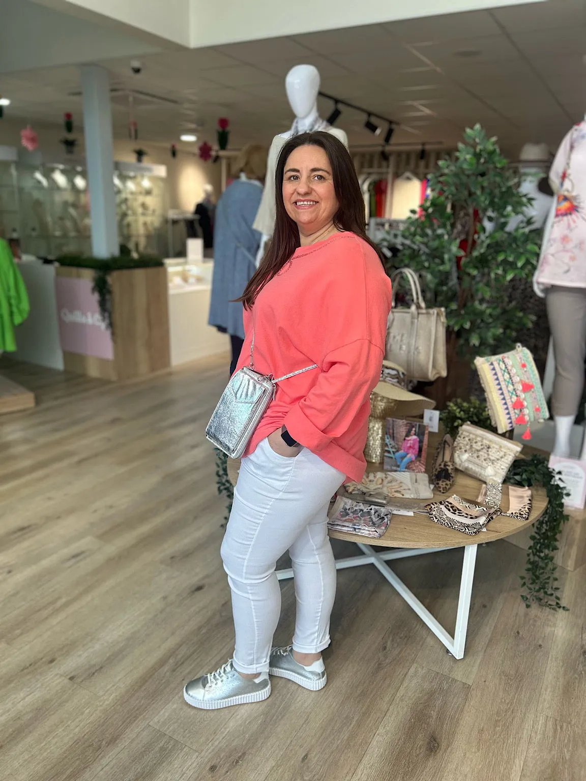 Coral Bow Detail Sweat Top Janey