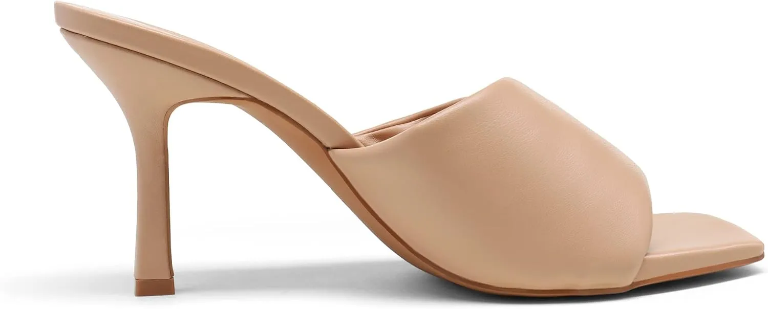 DREAM PAIRS Womens High Stilettos Heels Mules Open Square Toe Slip On Comfort Sexy Dress Pumps Sandals Evening Party Prom Dance Shoes