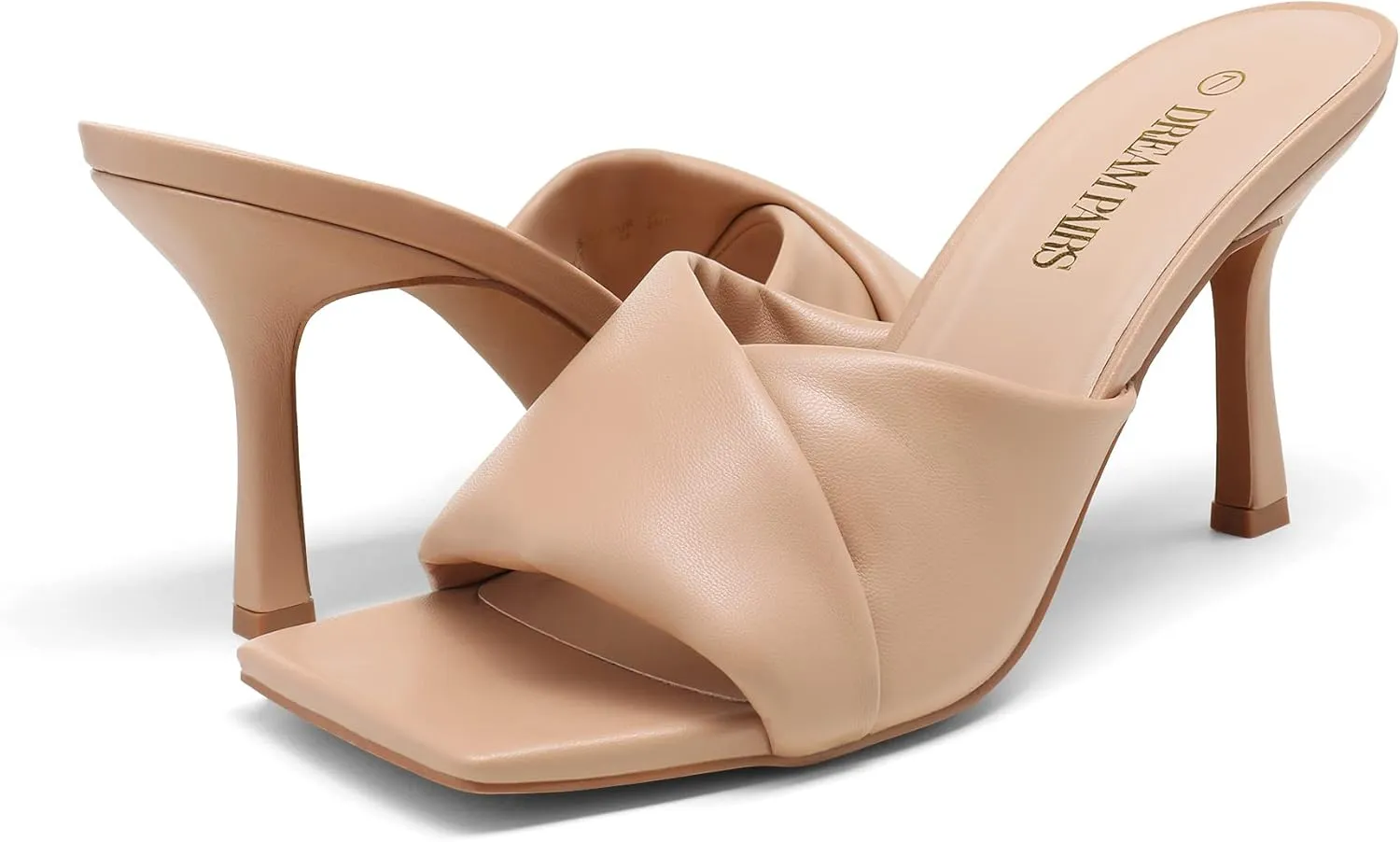 DREAM PAIRS Womens High Stilettos Heels Mules Open Square Toe Slip On Comfort Sexy Dress Pumps Sandals Evening Party Prom Dance Shoes