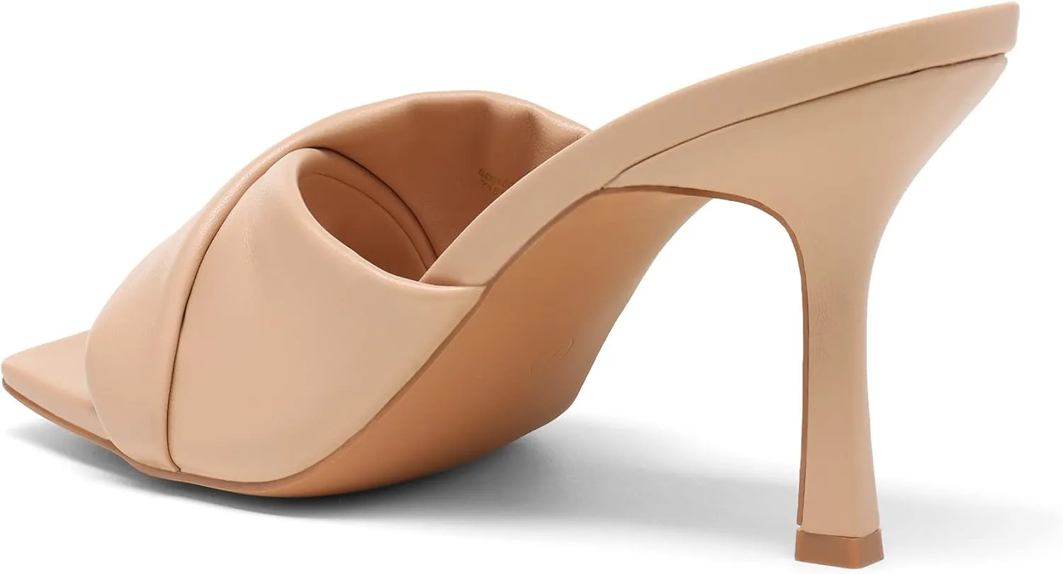 DREAM PAIRS Womens High Stilettos Heels Mules Open Square Toe Slip On Comfort Sexy Dress Pumps Sandals Evening Party Prom Dance Shoes