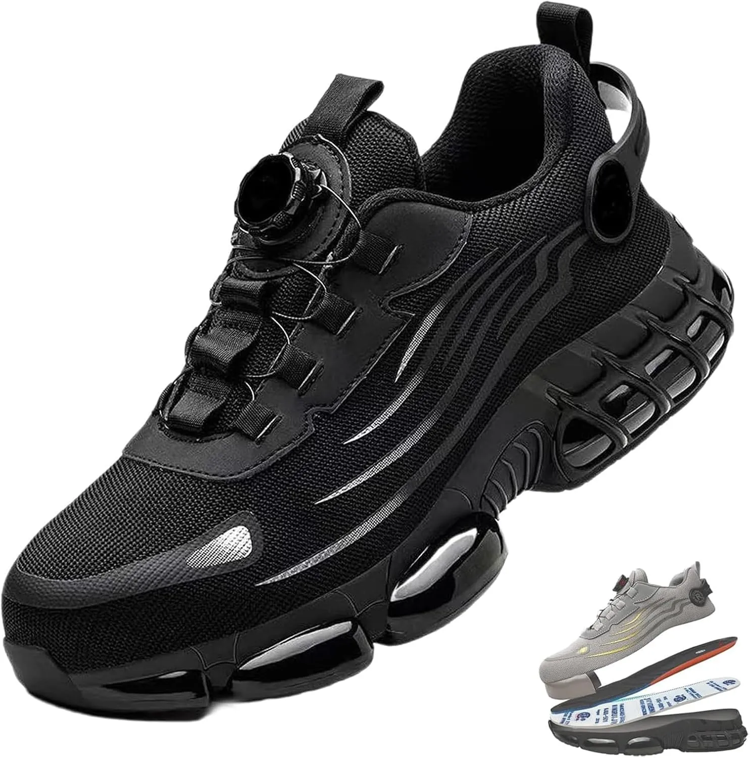 Evontira Shoes for Men, Evontura Steel Toe Shoes, Evontira Steel Toe Power Trainers, Puncture Proof Slip on Sneakers