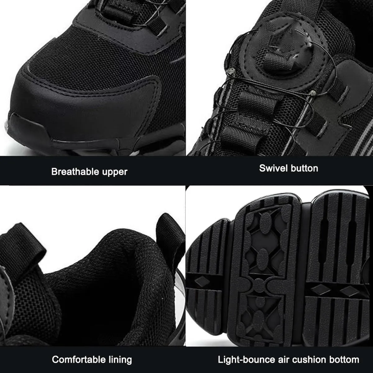 Evontura Steel Toe Shoes, Men's Steel Toe Power Trainers, Safety Work Shoes (Grey, US 10)