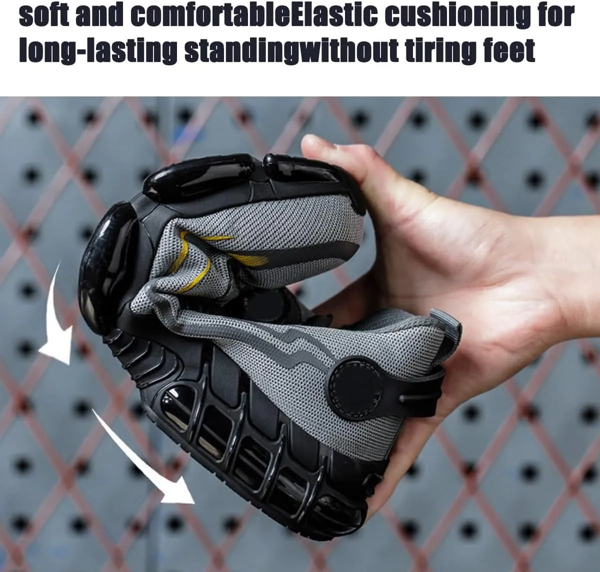 Evontura Steel Toe Shoes, Men's Steel Toe Power Trainers, Safety Work Shoes (Grey, US 10)