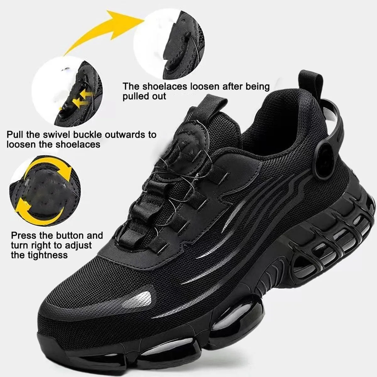 Evontura Steel Toe Shoes, Men's Steel Toe Power Trainers, Safety Work Shoes (Grey, US 10)