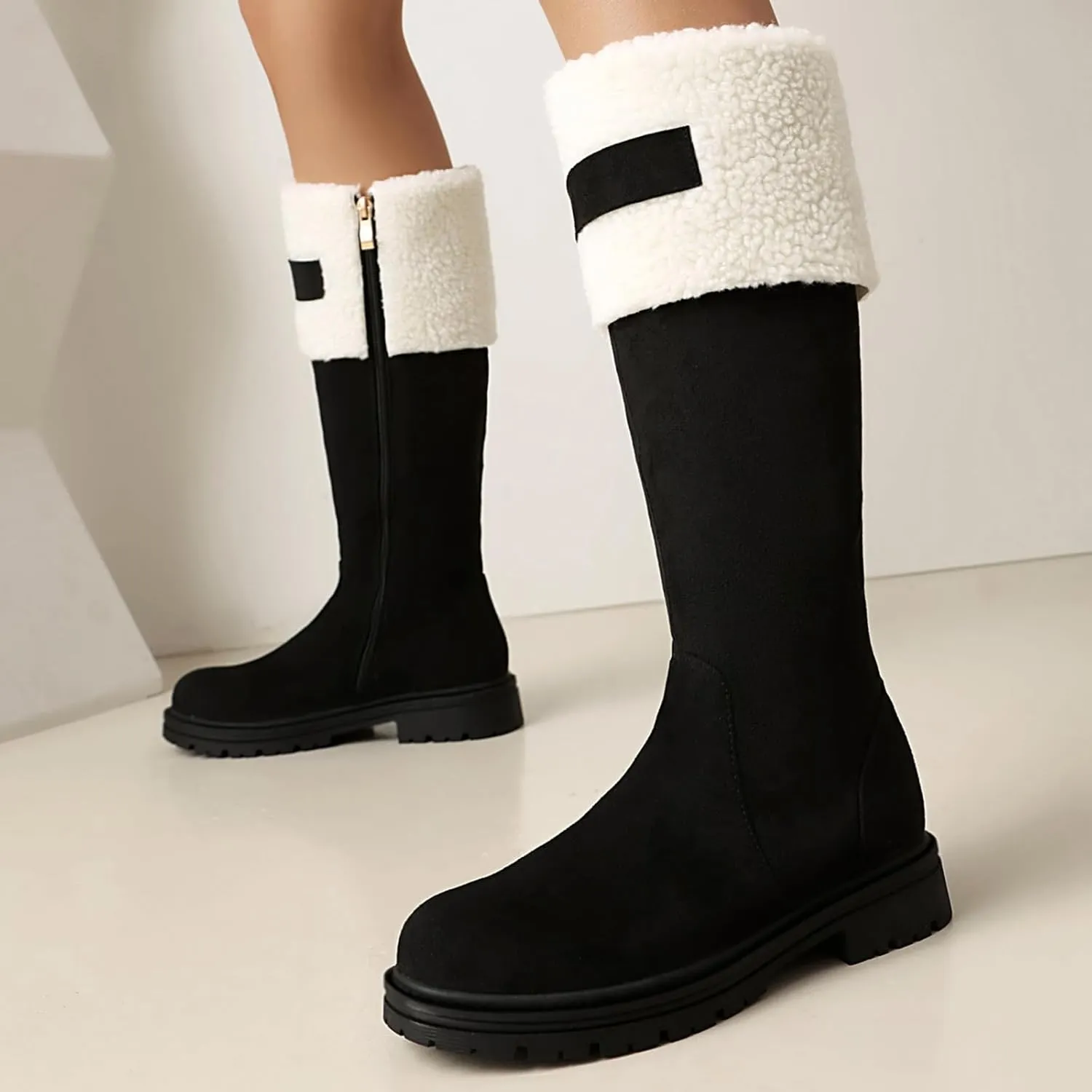 Gicoiz Women Stylish Winter Outdoor Warm Shearling Snow Boots