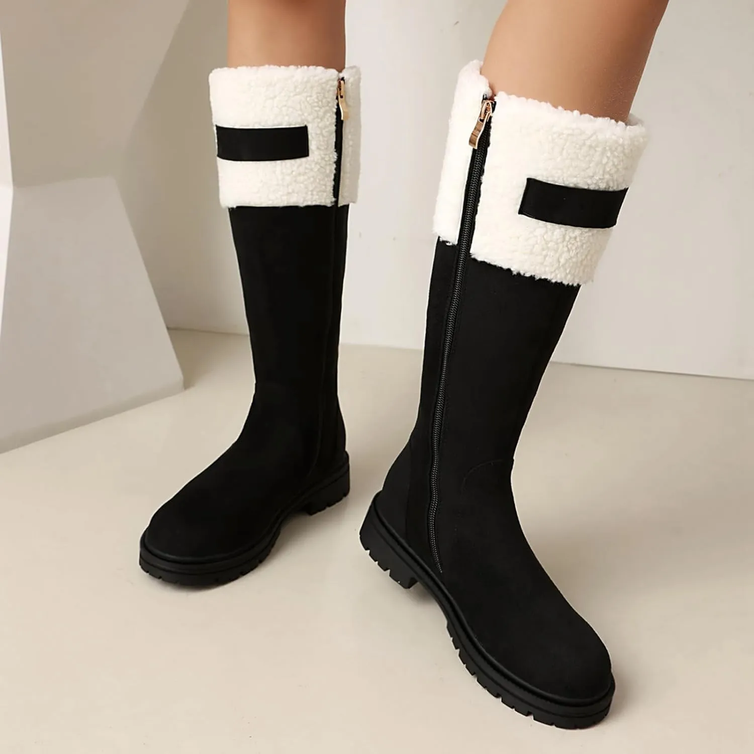 Gicoiz Women Stylish Winter Outdoor Warm Shearling Snow Boots