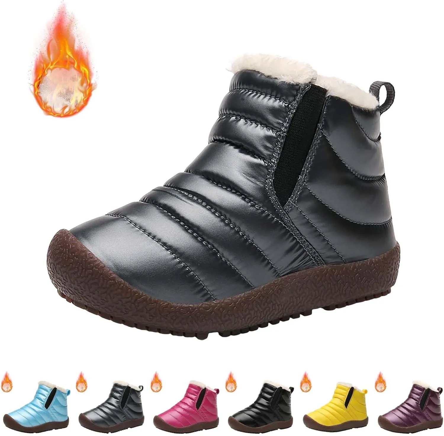Girls Boys Ankle Snow Boots Faux  Lined Cozy Furry Outdoor Warm Comfortable Non Slip Shoes Winter Winter Boots