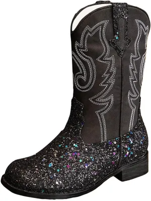 Girls Winter Boots Toddler Kids Glitter Cowgirl Boot Sparkling Fleece Lined Outdoor Cowboy Boots Western Riding Shoes
