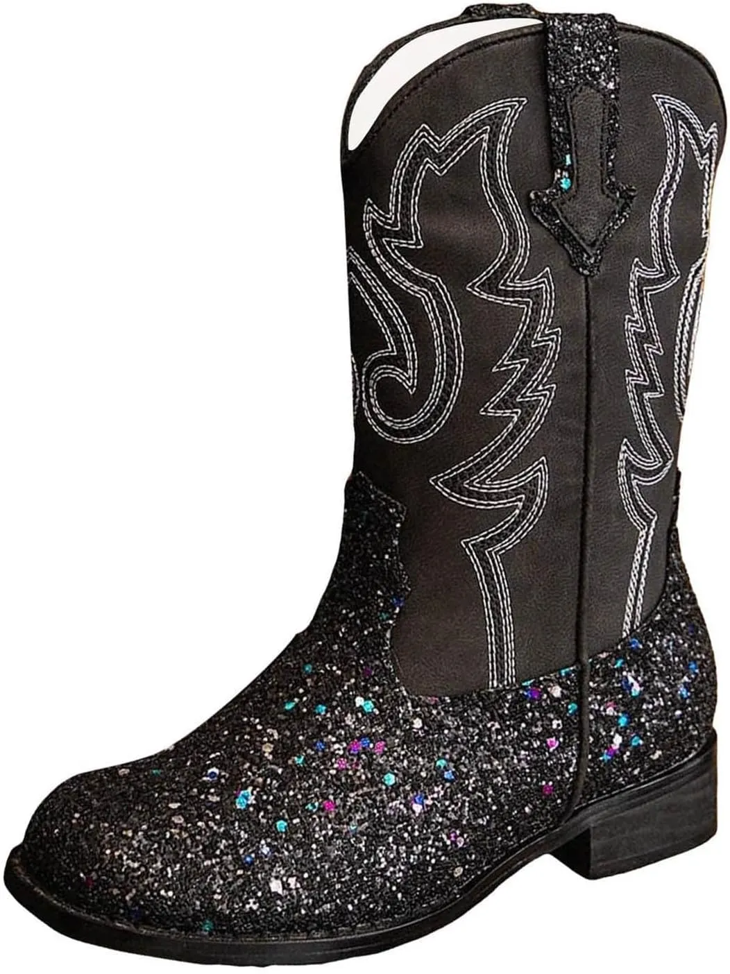 Girls Winter Boots Toddler Kids Glitter Cowgirl Boot Sparkling Fleece Lined Outdoor Cowboy Boots Western Riding Shoes
