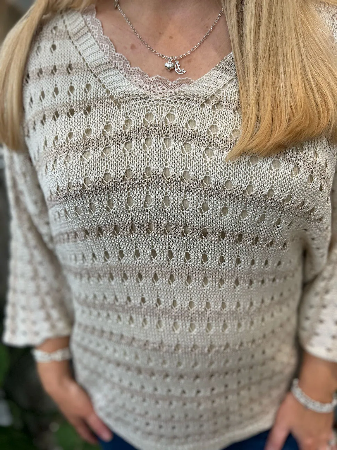 Gold Striped Multi Hole Knit Sarah