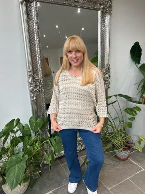 Gold Striped Multi Hole Knit Sarah