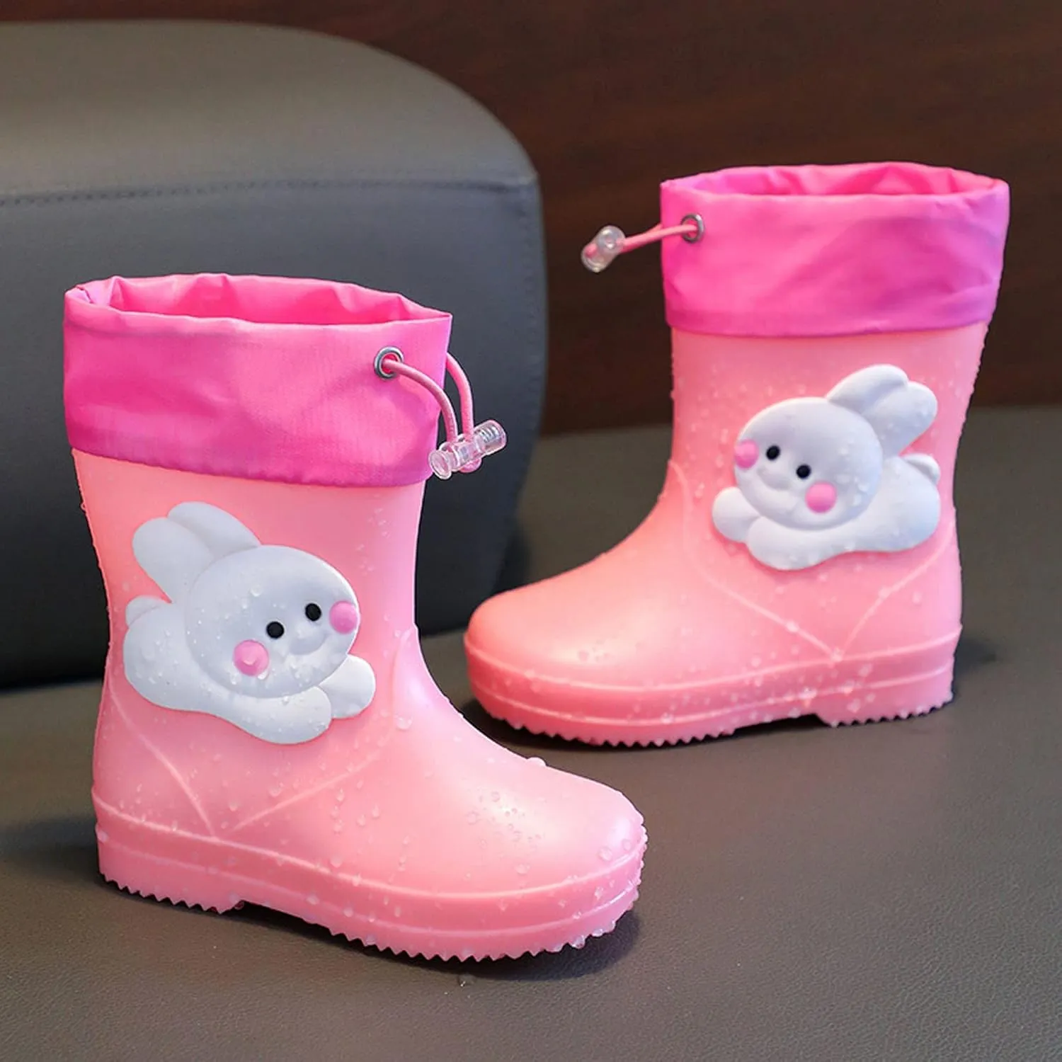 IWIHMIV Rain Boots for Toddler Girls Toddler Kids Lightwight Waterproof Rain Boots Rubber Adjustable Rain Boots