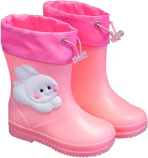 IWIHMIV Rain Boots for Toddler Girls Toddler Kids Lightwight Waterproof Rain Boots Rubber Adjustable Rain Boots