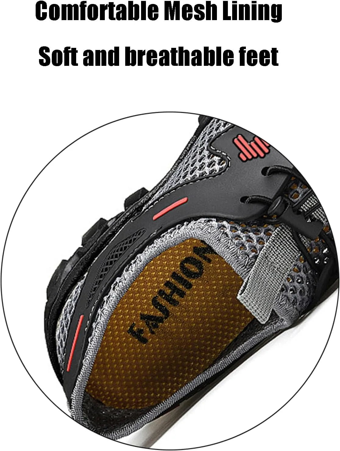 KCTRFSJ Men's Portable Tied Orthopedic Hiking Quick-drying Sneakers,Summer Mesh Breathable Lightweight Outdoor Trail Running Wading Shoes Non-Slip Walking Shoes