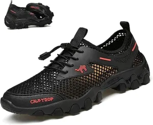 KCTRFSJ Men's Portable Tied Orthopedic Hiking Quick-drying Sneakers,Summer Mesh Breathable Lightweight Outdoor Trail Running Wading Shoes Non-Slip Walking Shoes