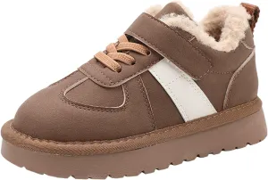 Kids Fleece Warm Lined Sneakers Comfortable Cozy Lightweight Athletic Walking Jogging Sport Shoes Girls Stylish Boots