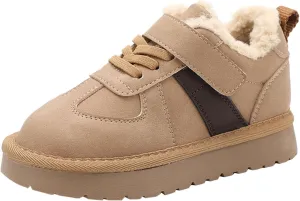 Kids Fleece Warm Lined Sneakers Comfortable Cozy Lightweight Athletic Walking Jogging Sport Shoes Girls Stylish Boots