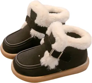 Kids Furry Warm Winter Ankle Boots Boys Girls Cozy Fleece Plush Soft Fuzzy Fr Collar Casual Boots for Toddler Boys