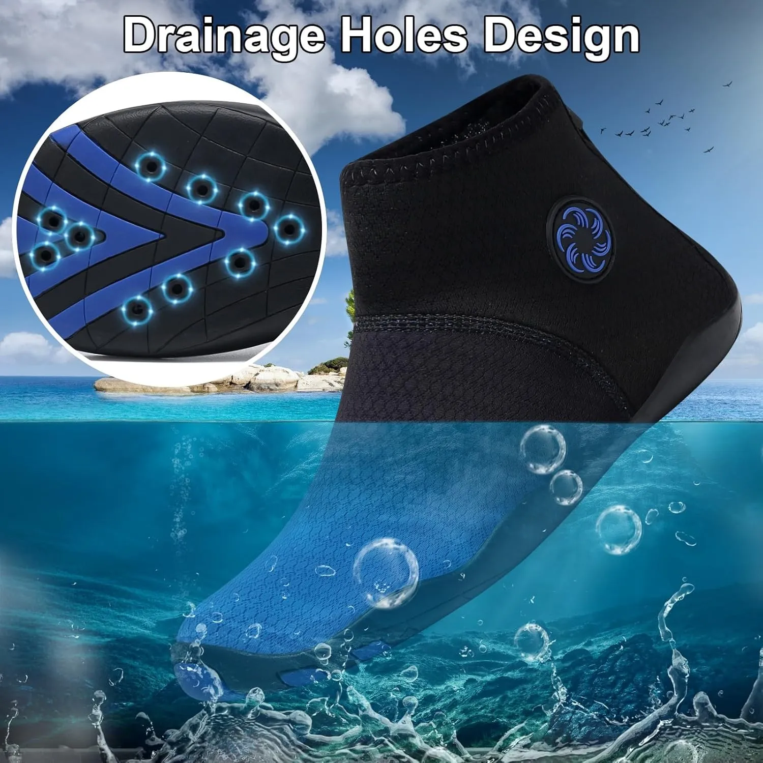 KUNWFNIX Water Shoes for Men Women Quick Dry Water Sports Barefoot Shoes Aqua Socks for Swim Beach Pool Surf Yoga for Women Men