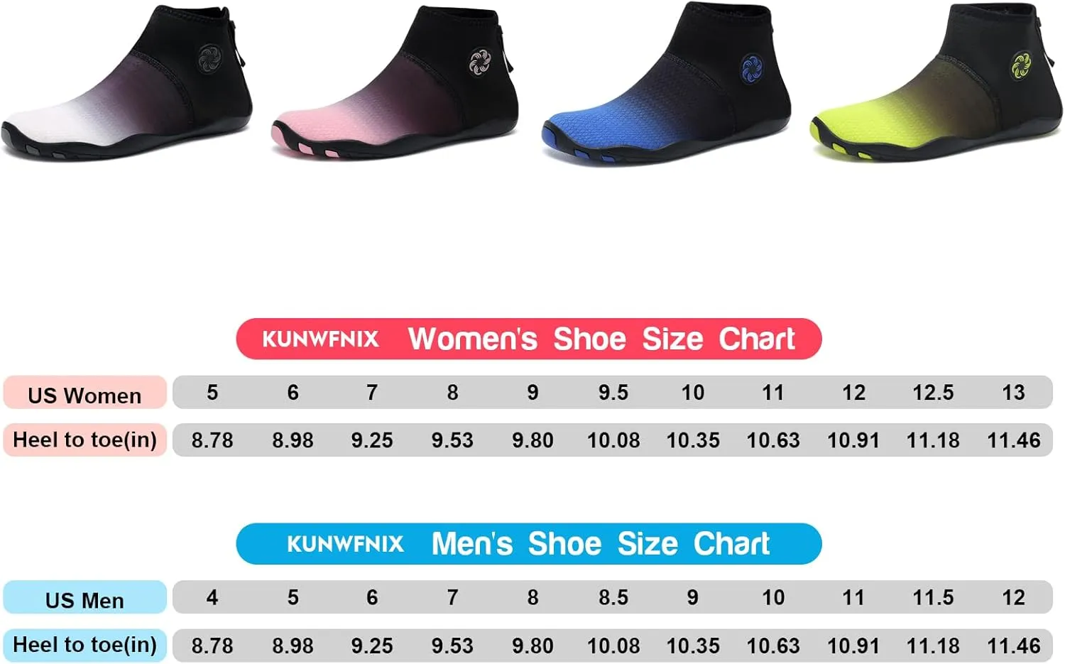 KUNWFNIX Water Shoes for Men Women Quick Dry Water Sports Barefoot Shoes Aqua Socks for Swim Beach Pool Surf Yoga for Women Men