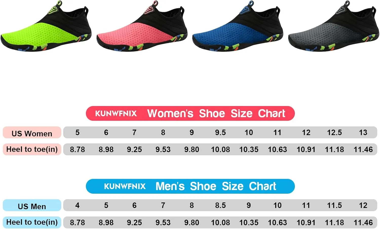 KUNWFNIX Water Shoes for Men Women Quick Dry Water Sports Barefoot Shoes Aqua Socks for Swim Beach Pool Surf Yoga for Women Men