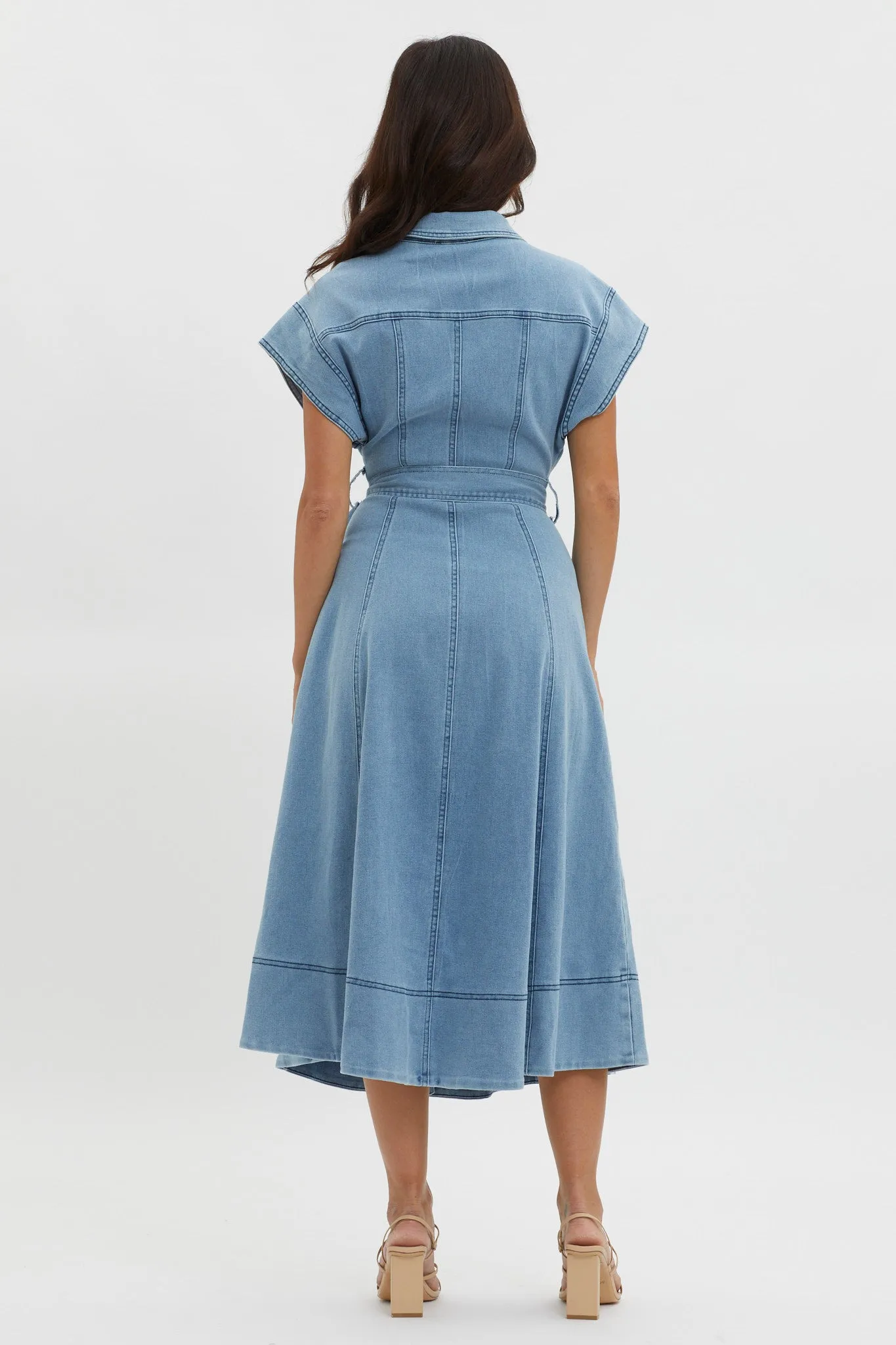 Laureen Short Sleeve Midi Dress Denim Blue