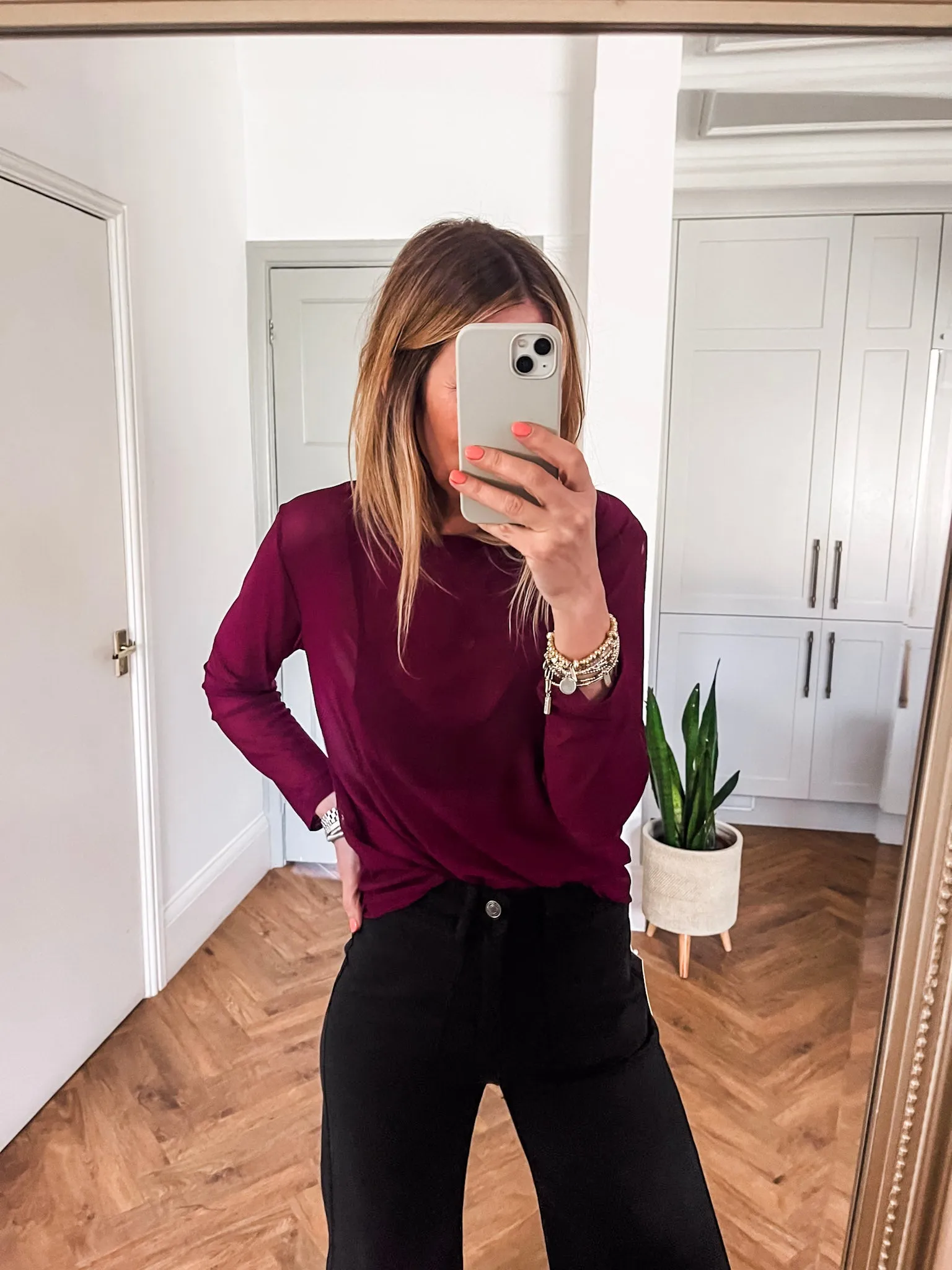 Long Sleeve Mesh Top