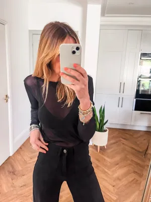 Long Sleeve Mesh Top